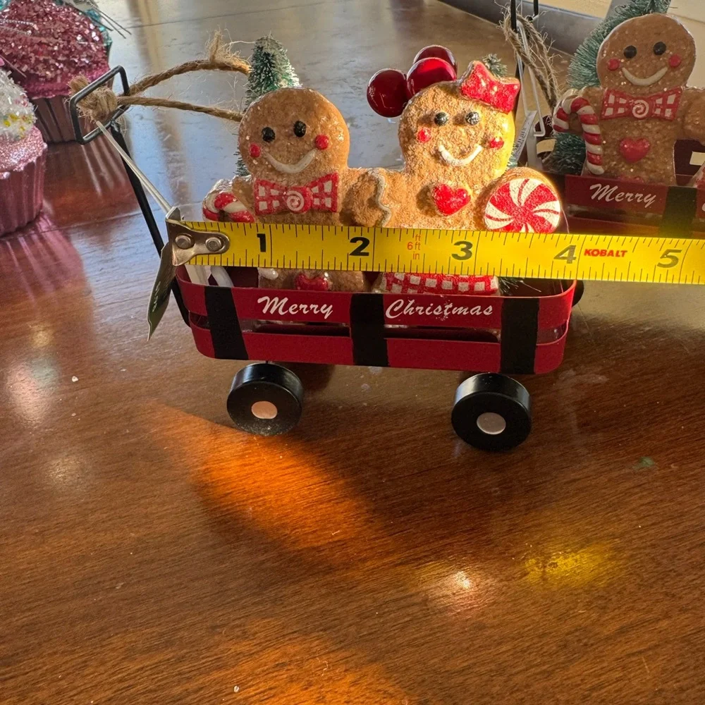 Gingerbread on Red Wagon Christmas ornaments_3